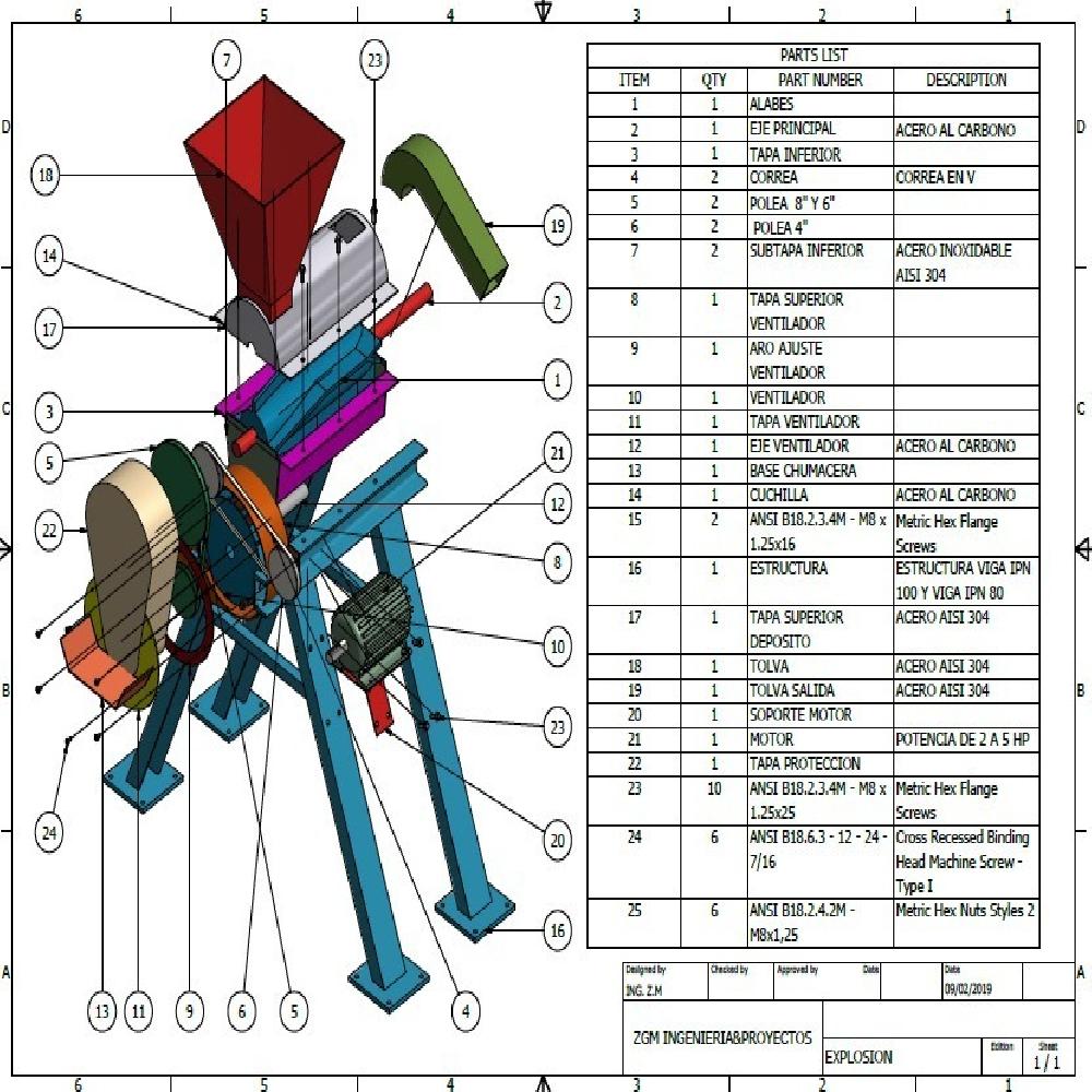 Planos para Elaborar Trilladora morteadora De Cafe Pergamino
